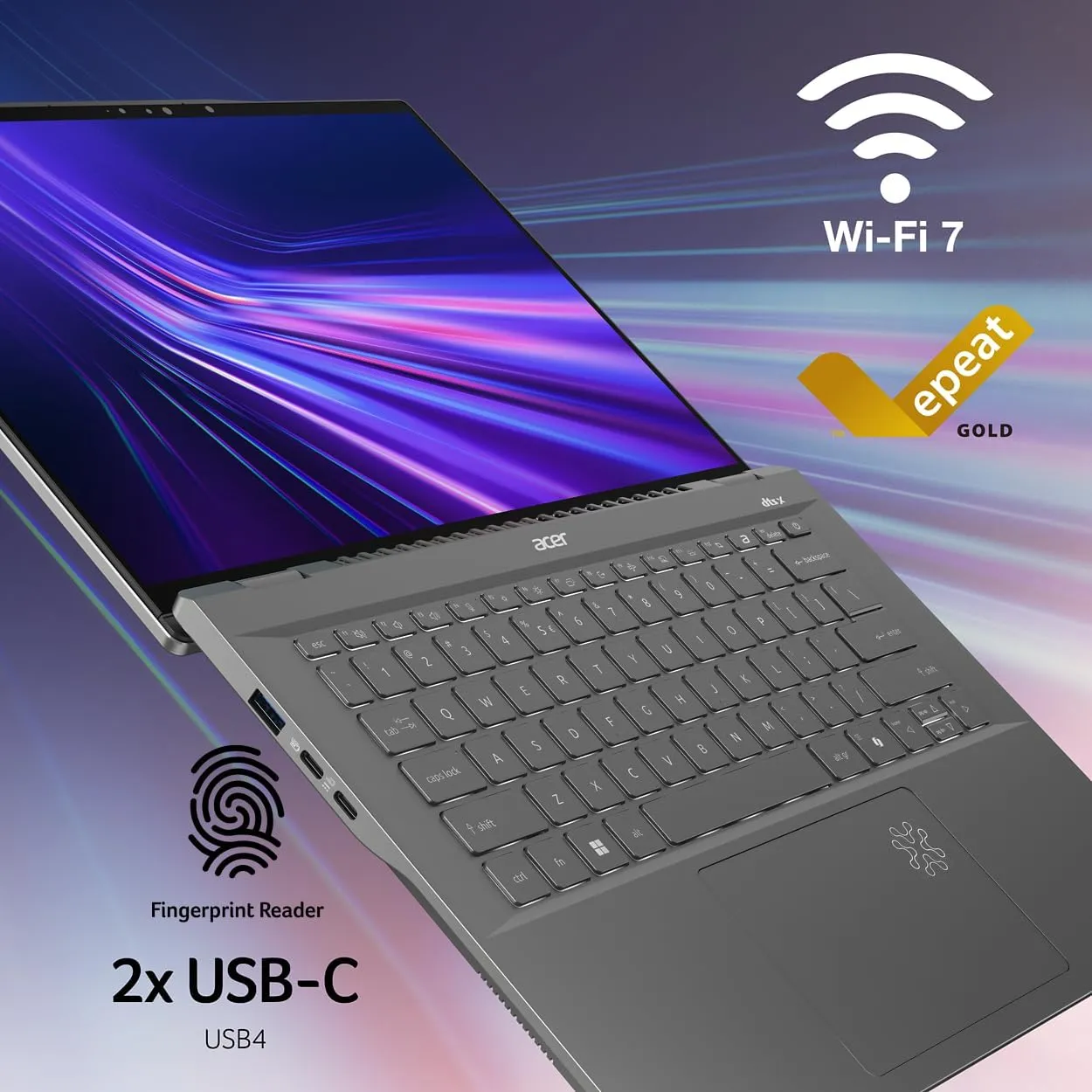 acer Swift 14 AI Copilot  PC | 14.5" 2.5K 120Hz Display | Unlock AI Experiences | Snapdragon X Plus 10-Core Processor | 16GB LPDDR5X | 1TB Gen 4 SSD | Wi-Fi 7 | Windows 11 Home | SF14-11-X128