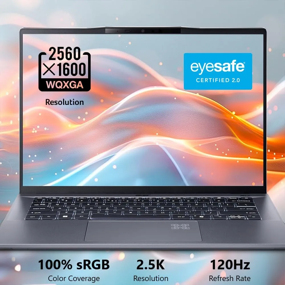 acer Swift Go 14 AI Copilot  PC | 14.5" 2.5K 120Hz Display | Unlock AI Experiences | Snapdragon X Plus 8-Core Processor | 16GB RAM | 1TB Gen 4 SSD | Wi-Fi 7 | Windows 11 Home | SFG14-01-X006