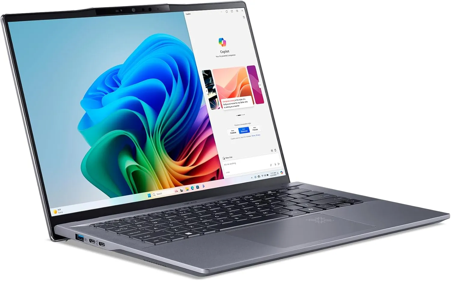 acer Swift Go 14 AI Copilot  PC | 14.5" 2.5K 120Hz Display | Unlock AI Experiences | Snapdragon X Plus 8-Core Processor | 16GB RAM | 1TB Gen 4 SSD | Wi-Fi 7 | Windows 11 Home | SFG14-01-X006