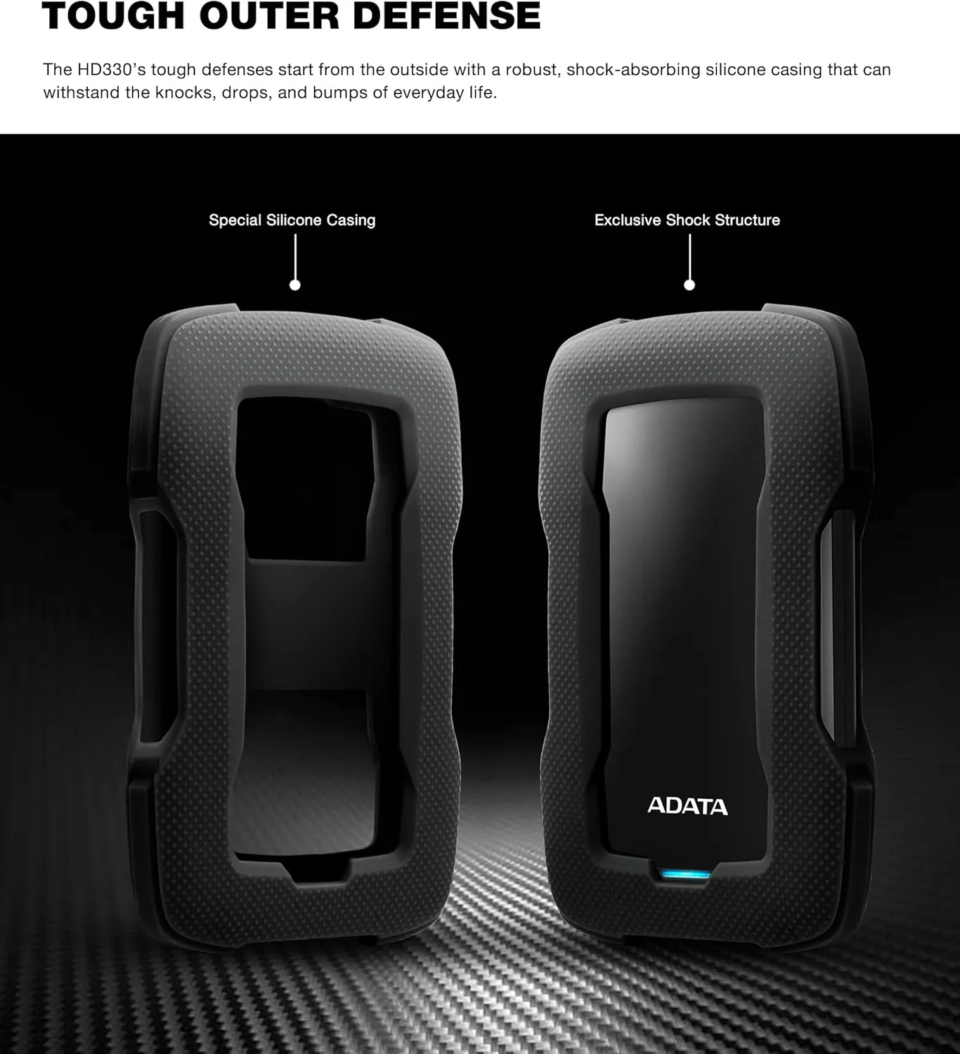 ADATA HD330 2TB USB 3.1 Shock-Resistant Extra Slim External Hard Drive Black (AHD330-2TU31-CBK)