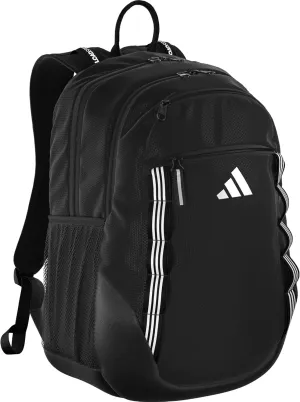 adidas Excelerator Backpack with Laptop Sleeve, Sport Bag for Men and Women, Black/White 3 Stripe Webbing, One Size