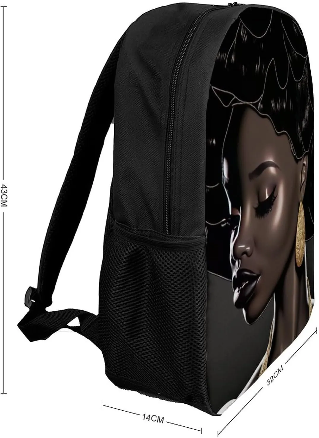 African American Black Woman Backpack with Adjustable Straps, Suitable for Travel Picnics Activities