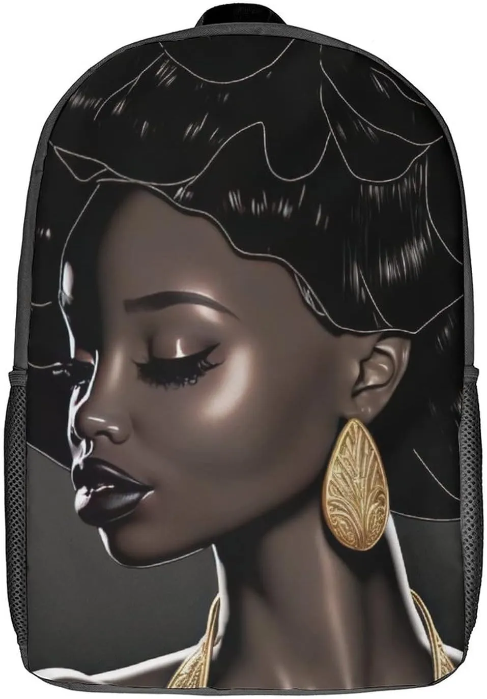African American Black Woman Backpack with Adjustable Straps, Suitable for Travel Picnics Activities