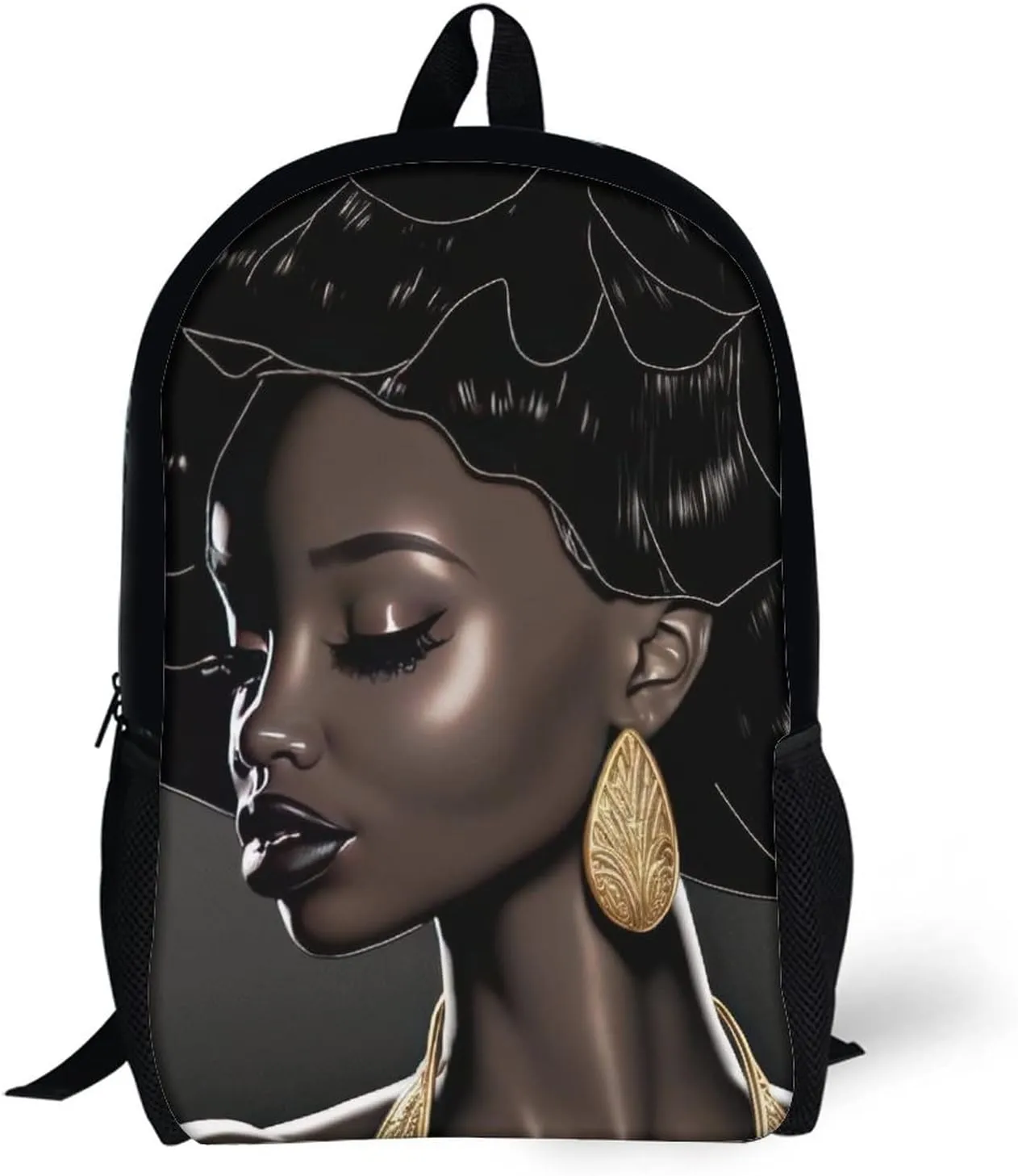 African American Black Woman Backpack with Adjustable Straps, Suitable for Travel Picnics Activities
