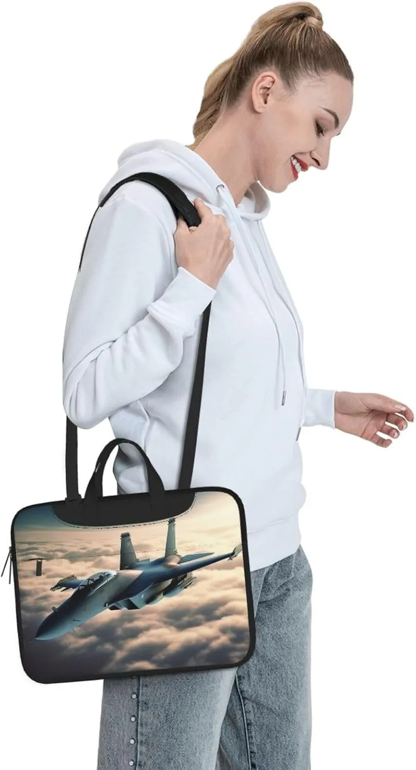 Aircraft Fighter Jets Print Laptop Shoulder Bag With Shoulder Strap Briefcase Slim Computer Bag For Women Men
