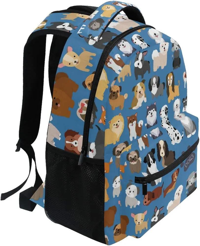 ALAZA Cute Doodle Dog Print Puppy Animal Large Backpack for Kids Boys Girls Student Personalized Laptop iPad Tablet Travel School Bag with Multiple Pockets