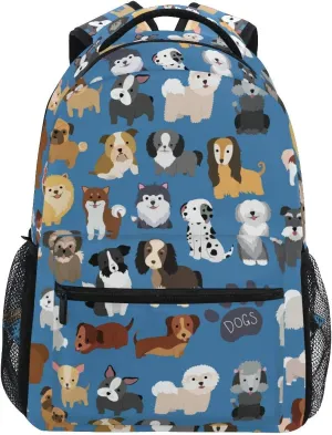 ALAZA Cute Doodle Dog Print Puppy Animal Large Backpack for Kids Boys Girls Student Personalized Laptop iPad Tablet Travel School Bag with Multiple Pockets