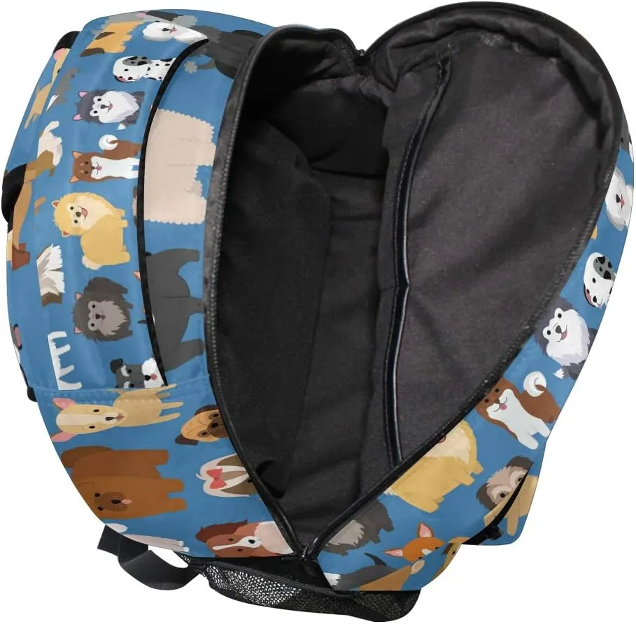 ALAZA Cute Doodle Dog Print Puppy Animal Large Backpack for Kids Boys Girls Student Personalized Laptop iPad Tablet Travel School Bag with Multiple Pockets