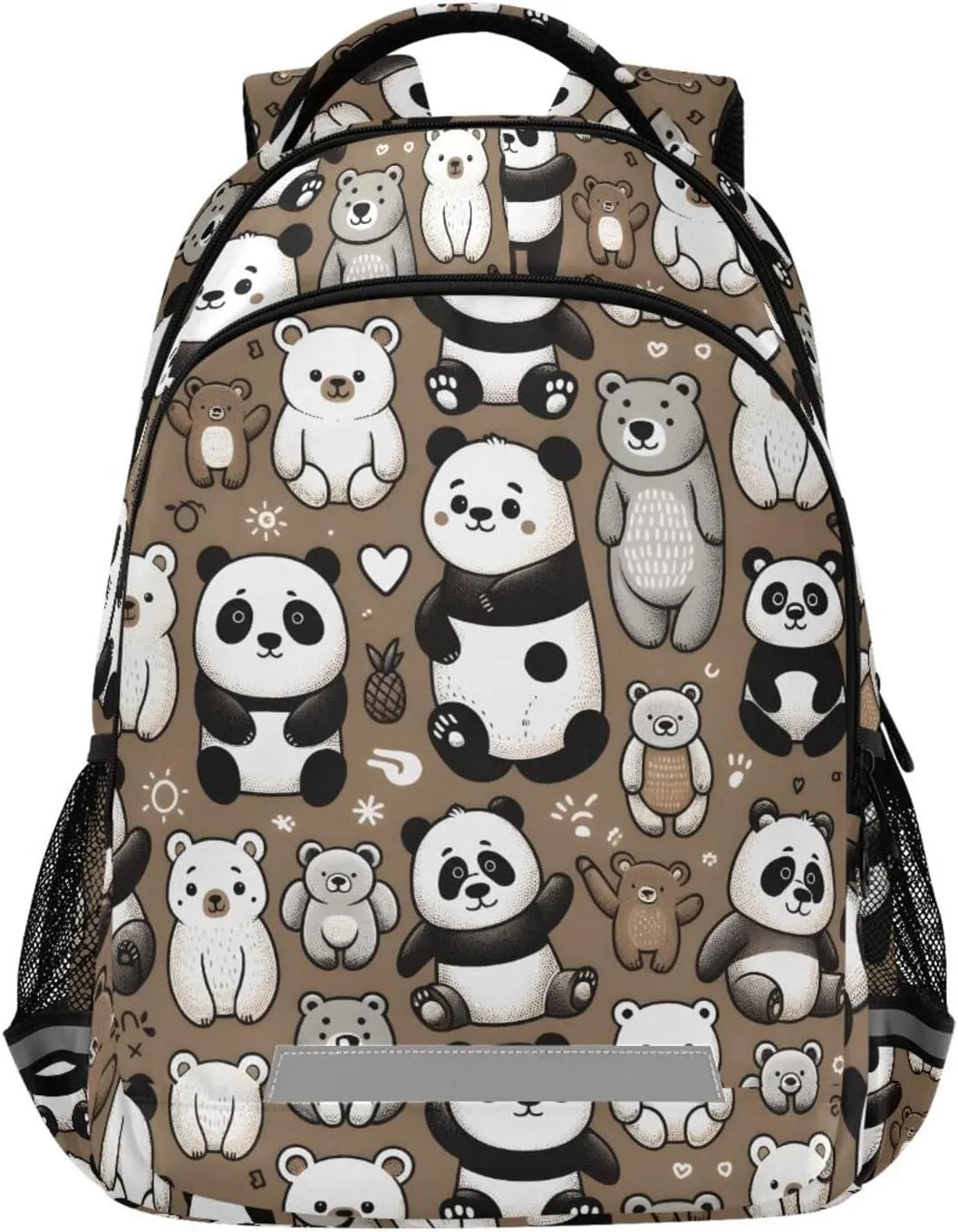 ALAZA Cute Polar Bear Panda Cartoon Backpack for Boys Girls Students Elementary School Bag Kids Bookbag Travel Daypack