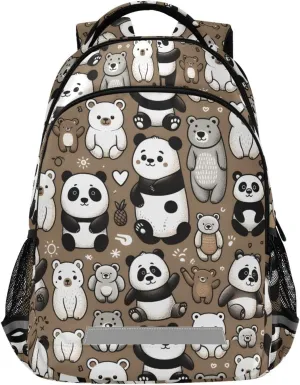 ALAZA Cute Polar Bear Panda Cartoon Backpack for Boys Girls Students Elementary School Bag Kids Bookbag Travel Daypack