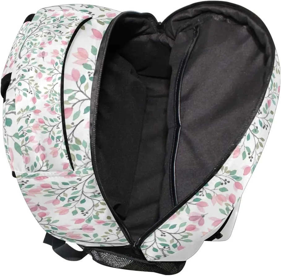 ALAZA Elephant With Flowers Floral White Stylish Large Backpack Personalized Laptop iPad Tablet Travel School Bag with Multiple Pockets