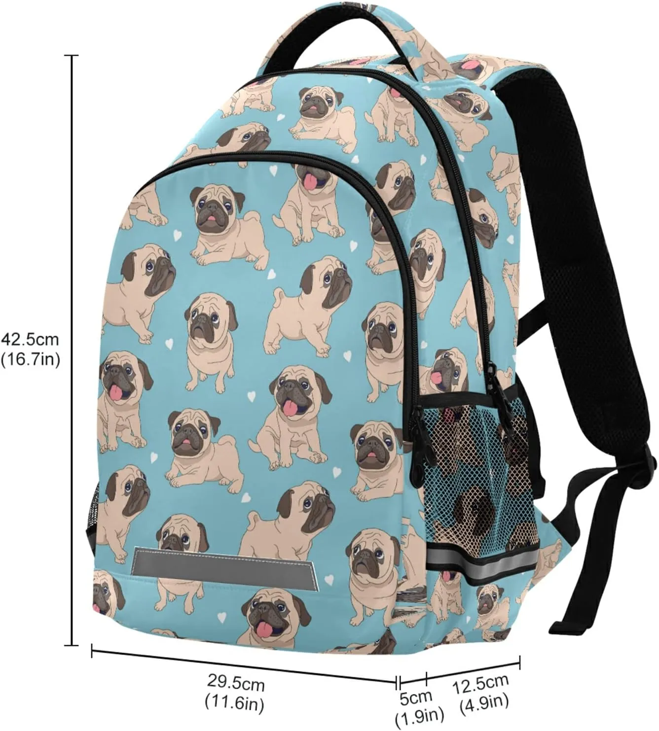 ALAZA Funny Cartoon Pugs Puppy Dogs Backpacks Travel Laptop Daypack School Book Bag for Men Women Teens Kids 33