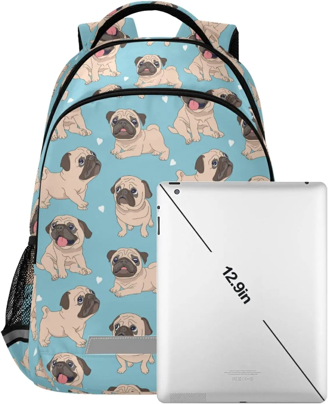 ALAZA Funny Cartoon Pugs Puppy Dogs Backpacks Travel Laptop Daypack School Book Bag for Men Women Teens Kids 33