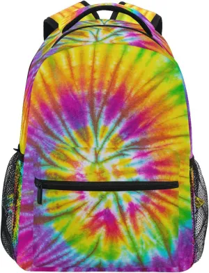 ALAZA Rainbow Streak Tie Dye Backpacks for Girls Boys School Backpack Bookbag 3rd 4th 5th Grade Elementary Travel Laptop Shoulder Bag Students Daypacks