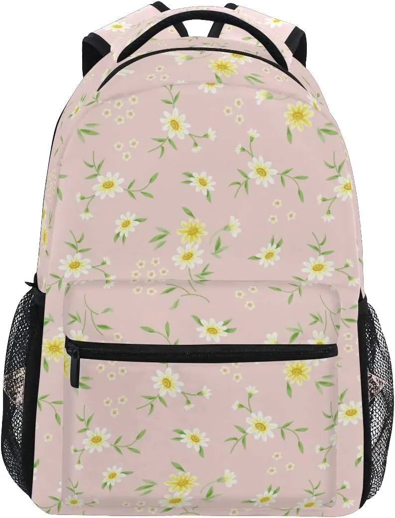 ALAZA Tiny Daisy Flower Floral Large Backpack Personalized Laptop iPad Tablet Travel School Bag with Multiple Pockets