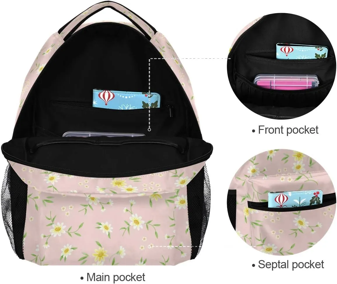 ALAZA Tiny Daisy Flower Floral Large Backpack Personalized Laptop iPad Tablet Travel School Bag with Multiple Pockets