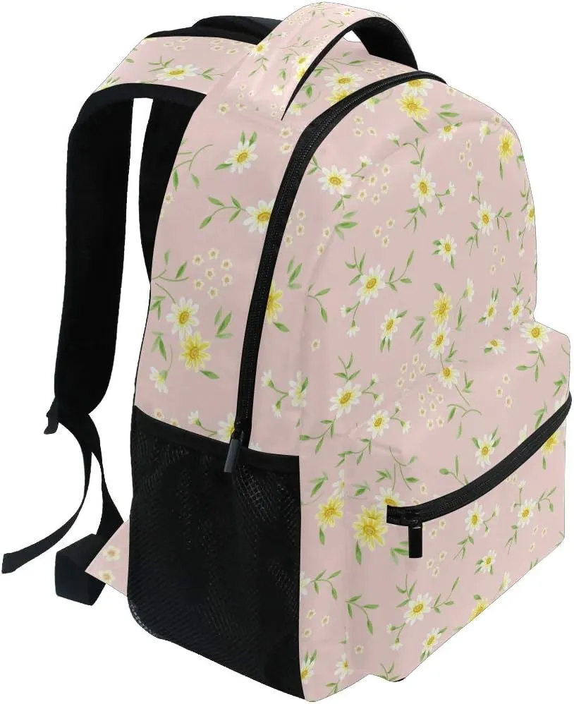 ALAZA Tiny Daisy Flower Floral Large Backpack Personalized Laptop iPad Tablet Travel School Bag with Multiple Pockets