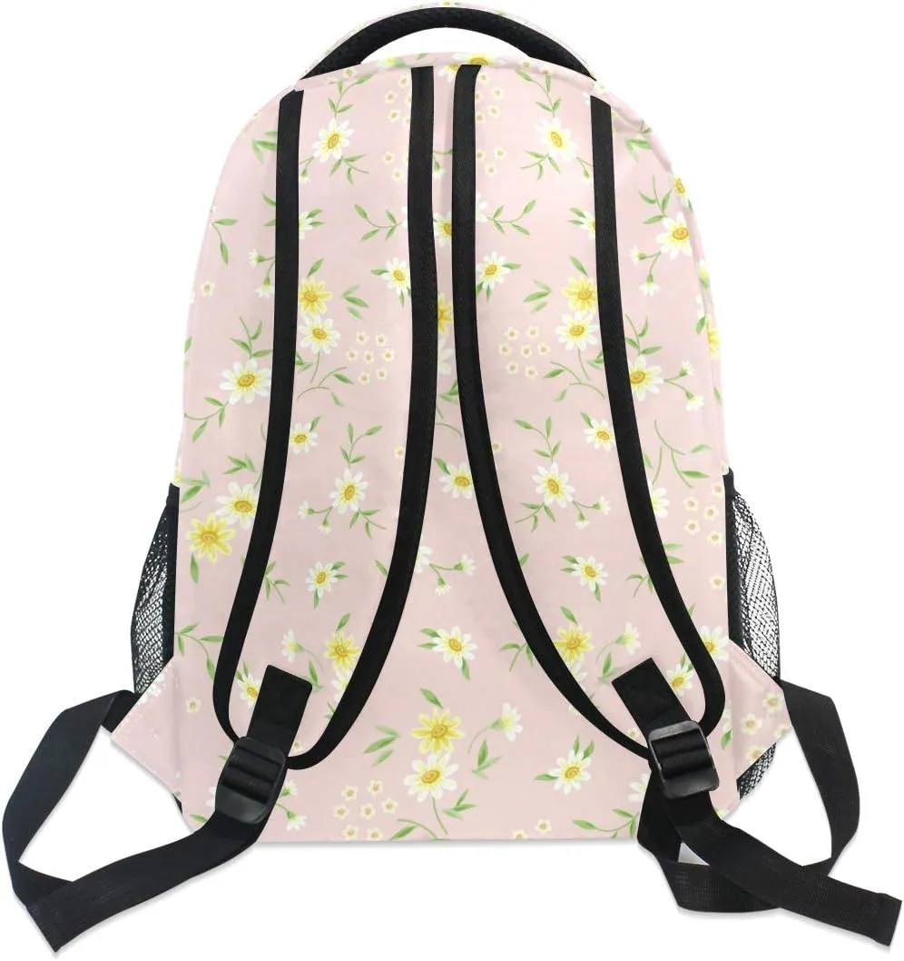 ALAZA Tiny Daisy Flower Floral Large Backpack Personalized Laptop iPad Tablet Travel School Bag with Multiple Pockets