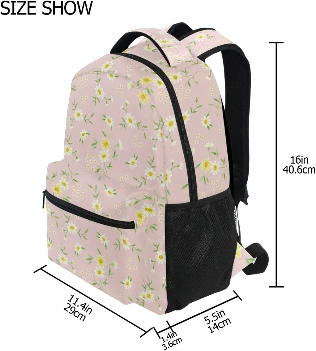 ALAZA Tiny Daisy Flower Floral Large Backpack Personalized Laptop iPad Tablet Travel School Bag with Multiple Pockets