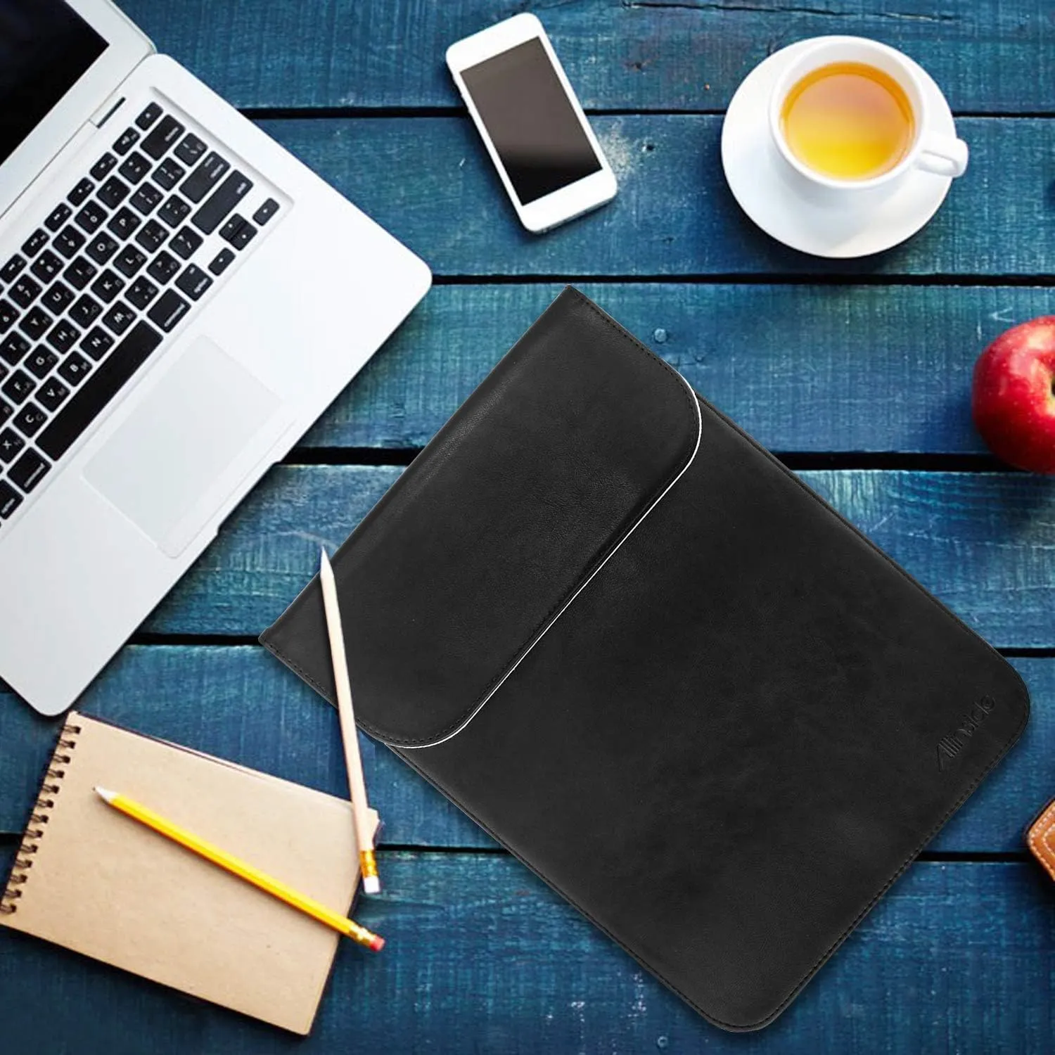 Allinside 13-13.3" Laptop Sleeve Compatible with MacBook Pro 14 2021 M1 (A2442)/ MacBook Air 13 2010-2017/ MacBook Pro 13 2010-2016, PU Leather Laptop Case, Black