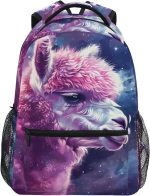 Alpaca Nebula Galaxy Backpack 3rd 4th 5th Grade School Bookbag Travel Laptop Daypack Bag Purse for Boys Girls Teens