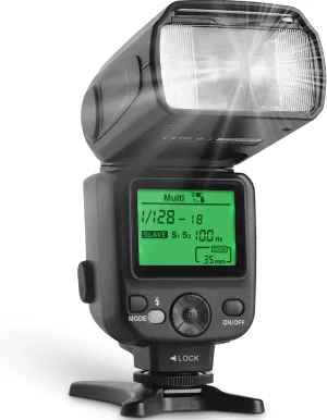 Altura Photo Camera Flash with LCD Display for DSLR & Mirrorless Cameras - External Speedlite Featuring a Standard Hot Shoe, Universal Speedlight for Canon, Sony, Nikon, Panasonic and More