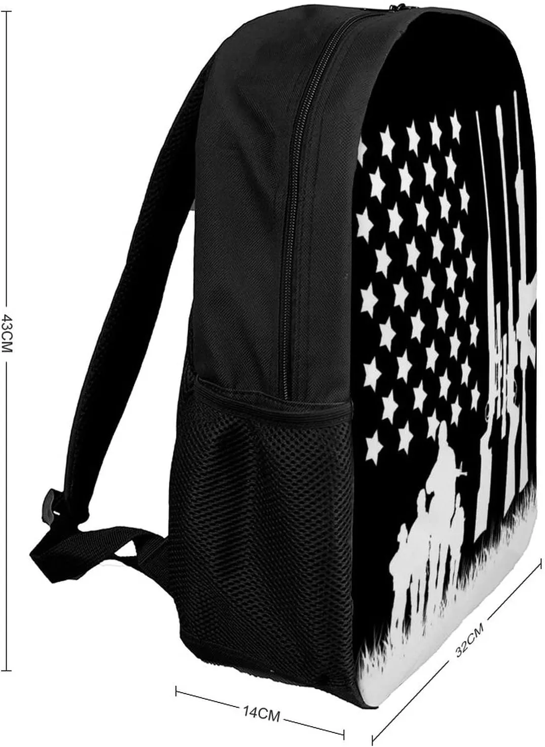 American Flag And Gun Pattern Backpack with Adjustable Straps, Suitable for Travel Picnics Activities