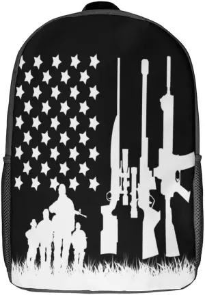 American Flag And Gun Pattern Backpack with Adjustable Straps, Suitable for Travel Picnics Activities