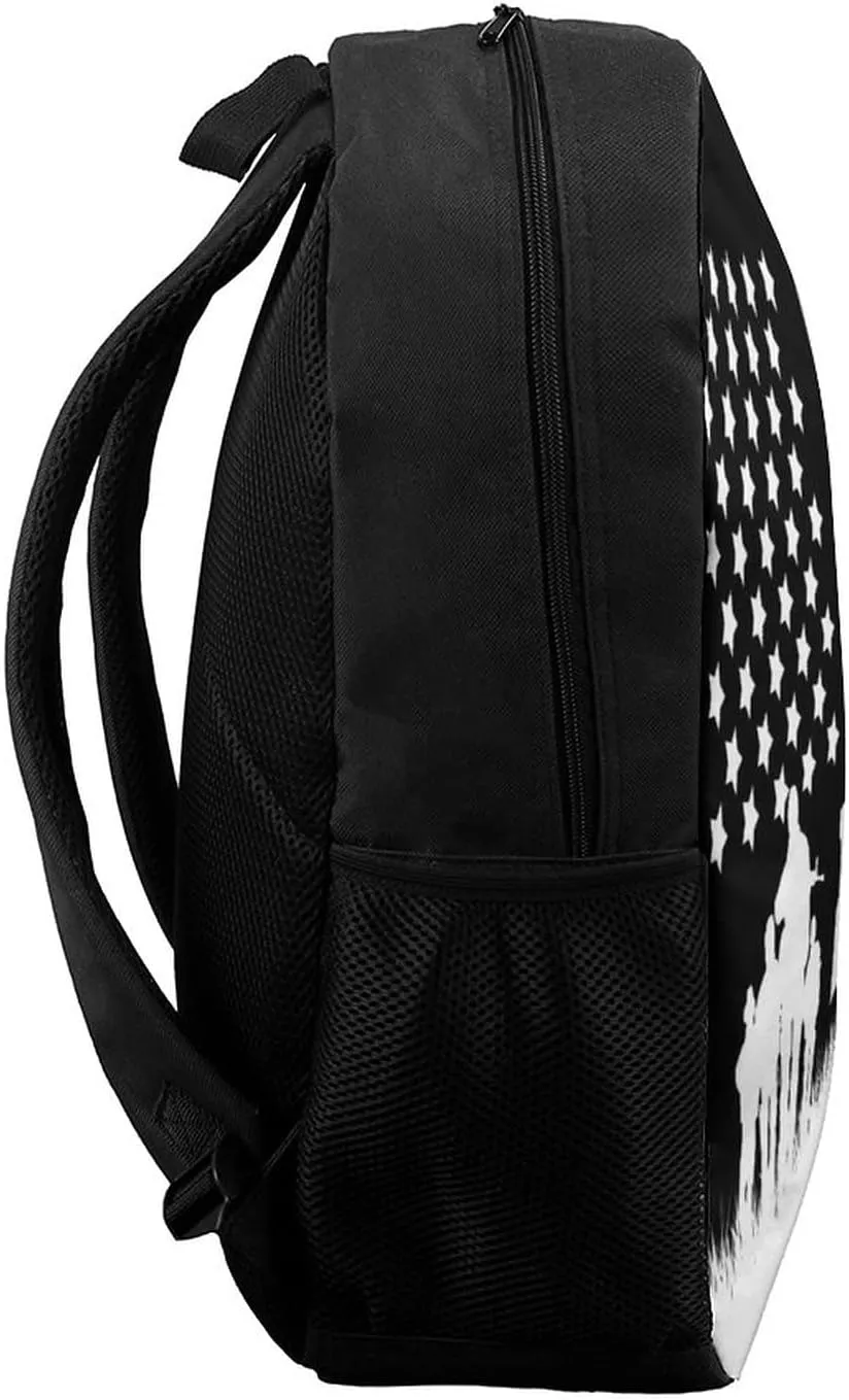 American Flag And Gun Pattern Backpack with Adjustable Straps, Suitable for Travel Picnics Activities