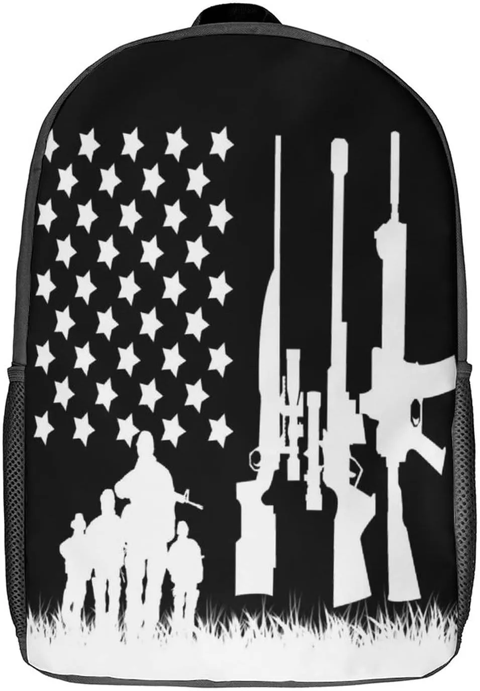 American Flag And Gun Pattern Backpack with Adjustable Straps, Suitable for Travel Picnics Activities