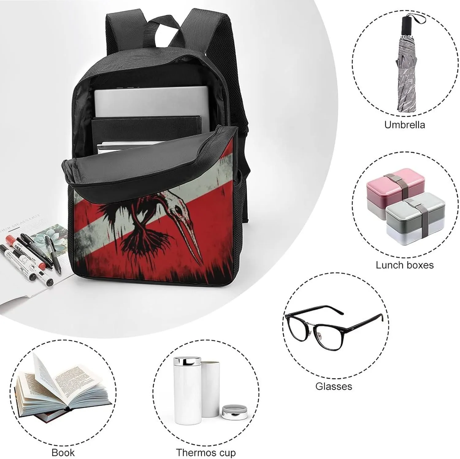 American Flag Backpack with Adjustable Straps, Suitable for Travel Picnics Activities