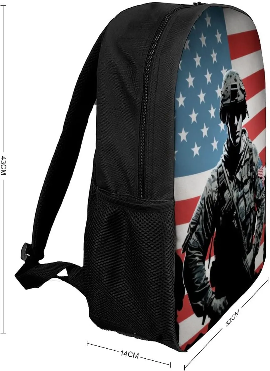 American Flag Veterans Day Backpack with Adjustable Straps, Suitable for Travel Picnics Activities