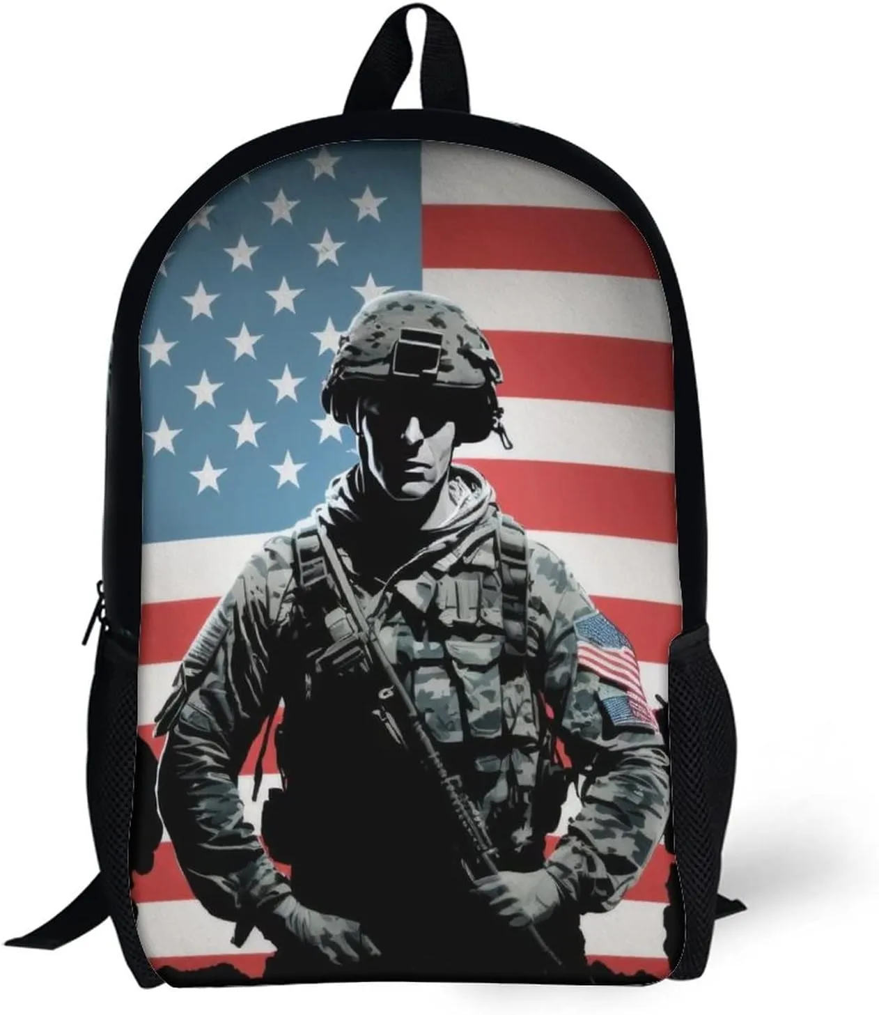 American Flag Veterans Day Backpack with Adjustable Straps, Suitable for Travel Picnics Activities