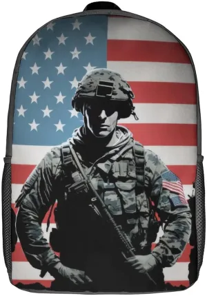 American Flag Veterans Day Backpack with Adjustable Straps, Suitable for Travel Picnics Activities