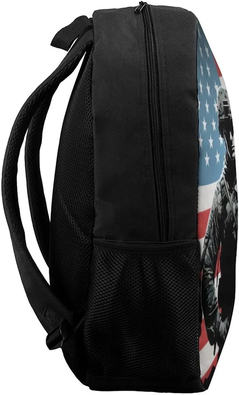 American Flag Veterans Day Backpack with Adjustable Straps, Suitable for Travel Picnics Activities