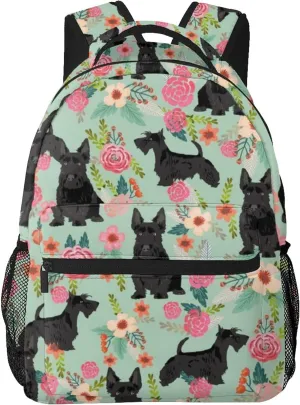 AMRANDOM Black Scottie Dog Backpack Travel Laptop Backpack Durable Water Resistant College Backpack Laptop Bag for Women Men