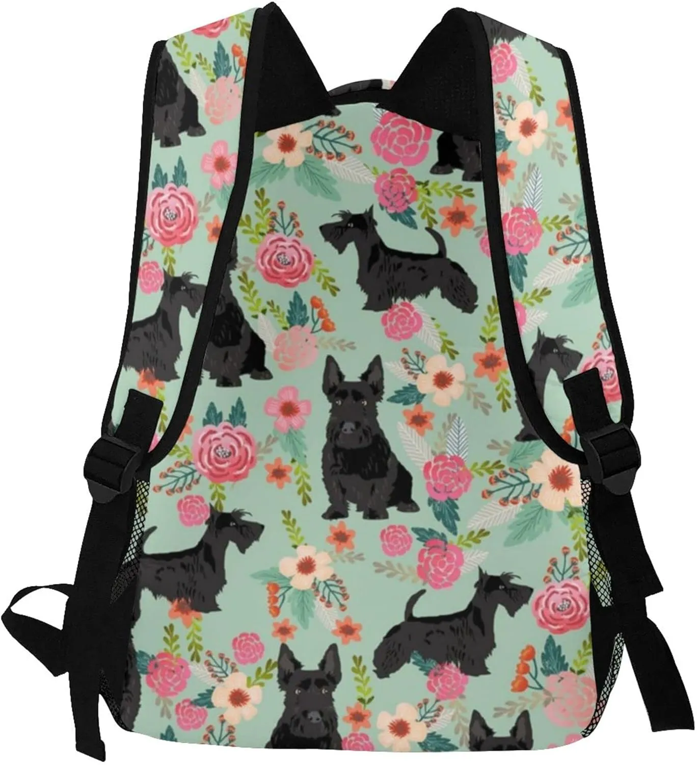 AMRANDOM Black Scottie Dog Backpack Travel Laptop Backpack Durable Water Resistant College Backpack Laptop Bag for Women Men