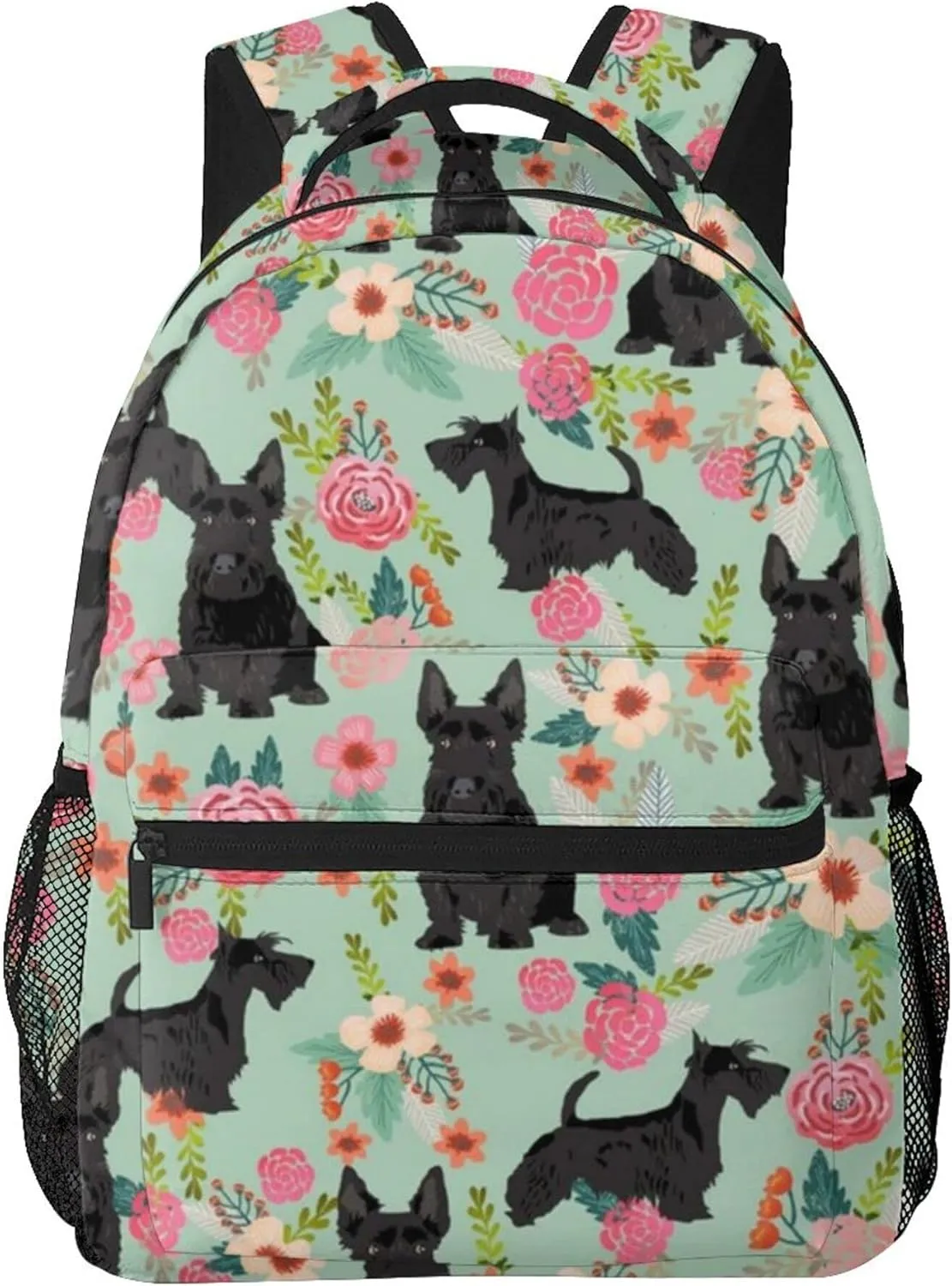 AMRANDOM Black Scottie Dog Backpack Travel Laptop Backpack Durable Water Resistant College Backpack Laptop Bag for Women Men