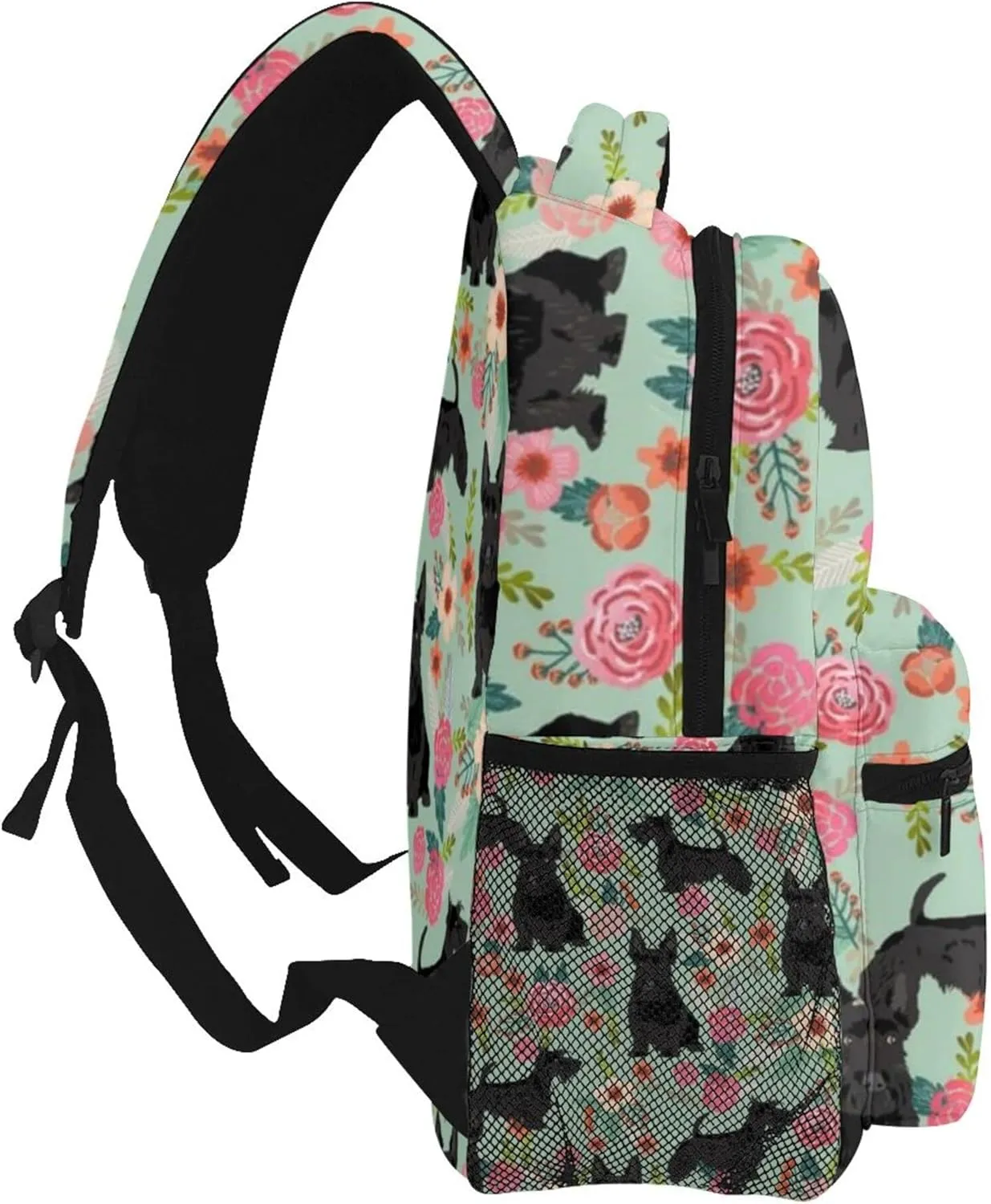 AMRANDOM Black Scottie Dog Backpack Travel Laptop Backpack Durable Water Resistant College Backpack Laptop Bag for Women Men