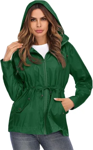 Andongnywell Women's Waterproof Waistcoat Hooded Breathable mesh Outdoor Hiking Rainproof Jackets Outwear