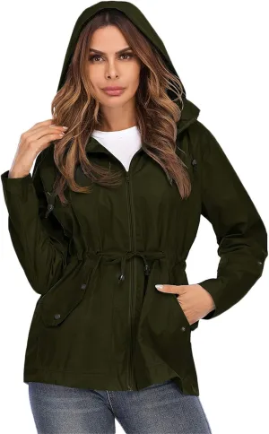 Andongnywell Women's Waterproof Waistcoat Hooded Breathable mesh Outdoor Hiking Rainproof Jackets Outwear
