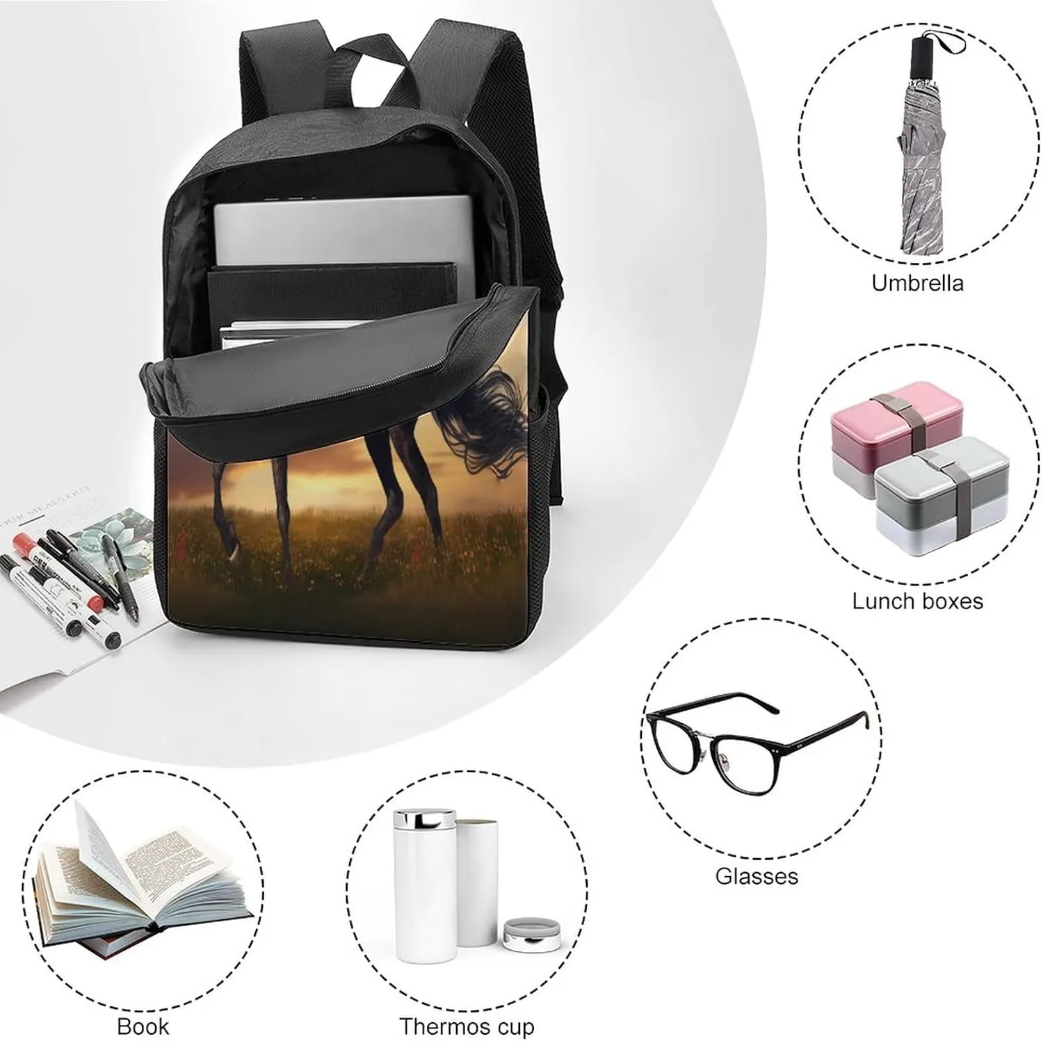 Animal Horse Backpack with Adjustable Straps, Suitable for Travel Picnics Activities