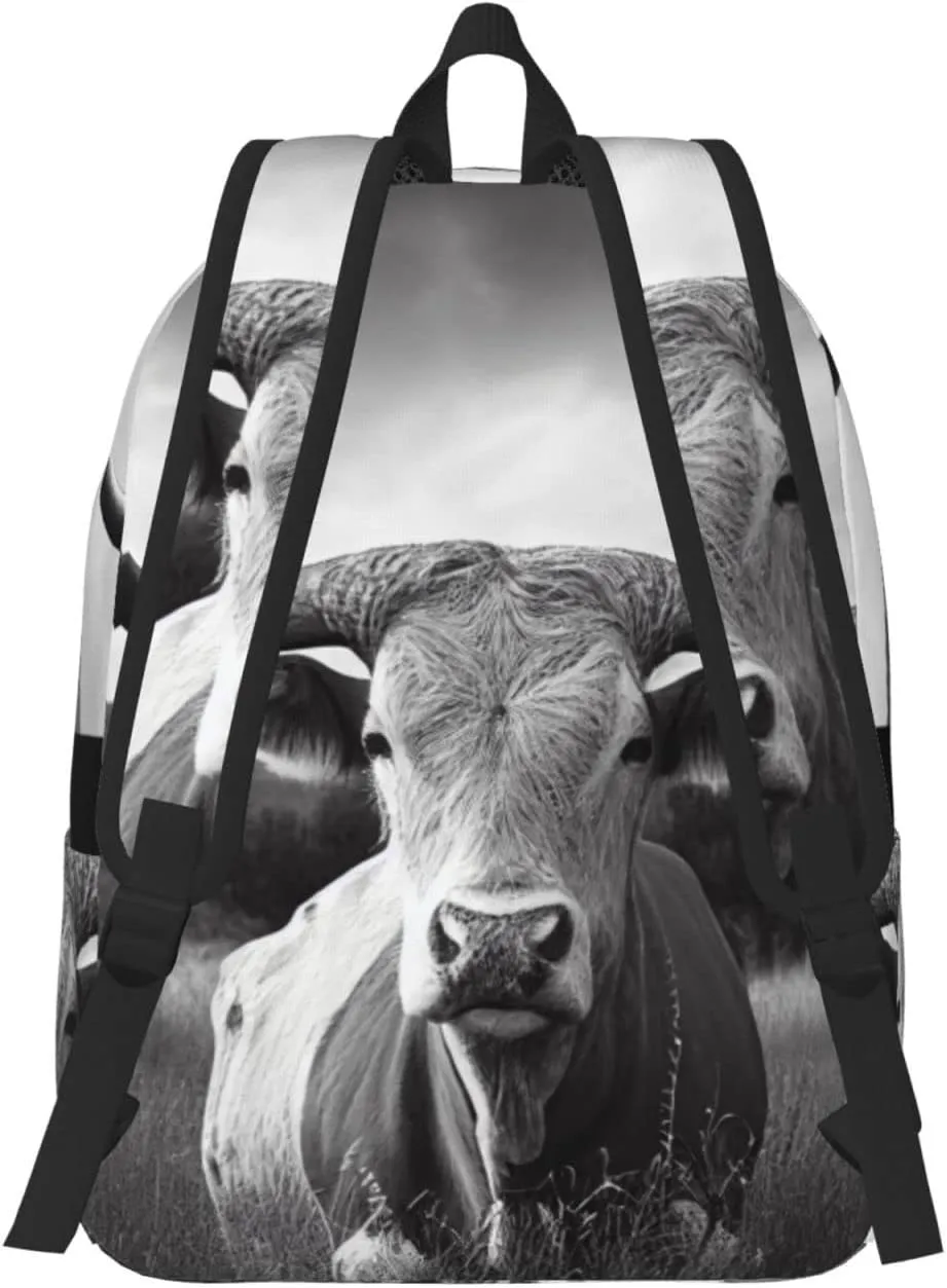 Animal Texas Longhorn Backpack with Adjustable Straps, Suitable for Travel Picnics Activities