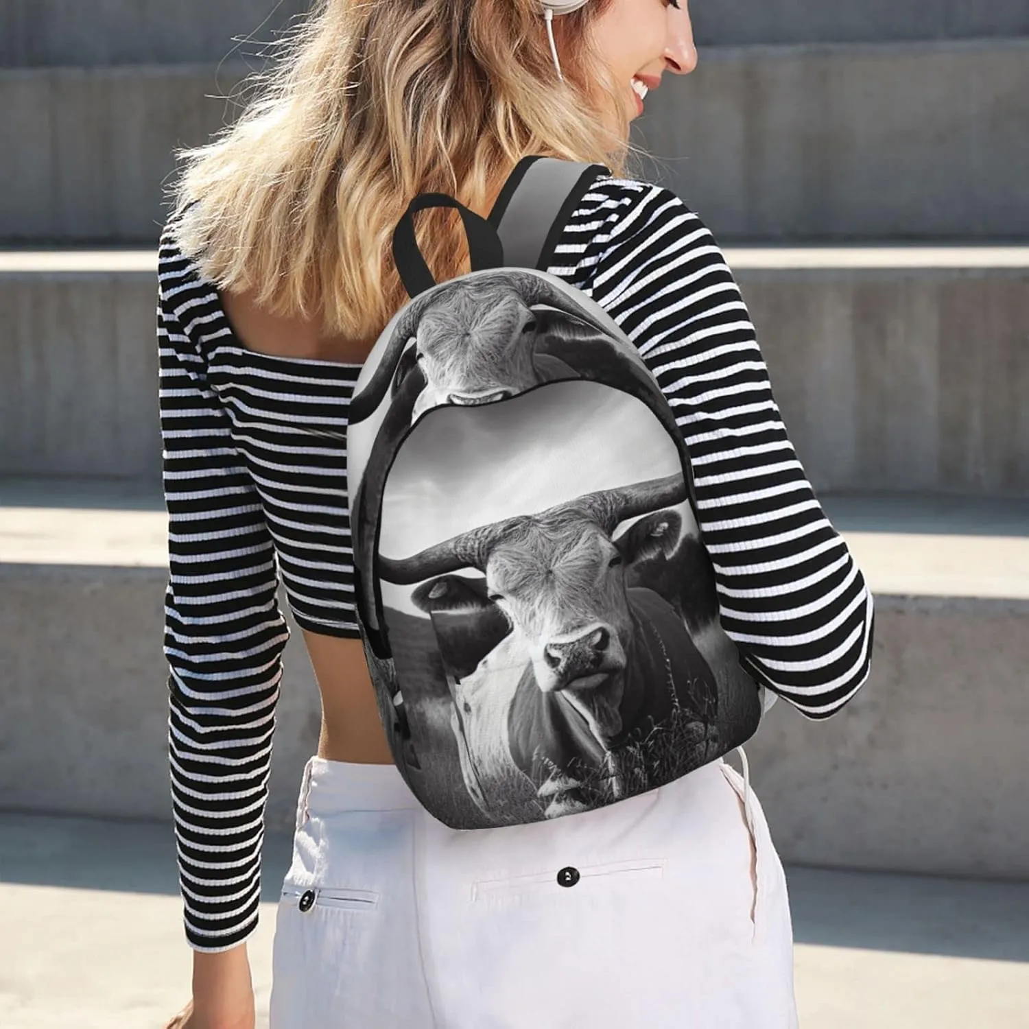 Animal Texas Longhorn Backpack with Adjustable Straps, Suitable for Travel Picnics Activities