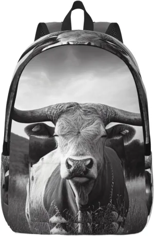 Animal Texas Longhorn Backpack with Adjustable Straps, Suitable for Travel Picnics Activities