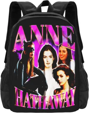 Anne Actor Hathaway Backpack Laptop Computer Backpacks Travel Bag Double Shoulder Daypack for Work Hiking 15.6 Inch