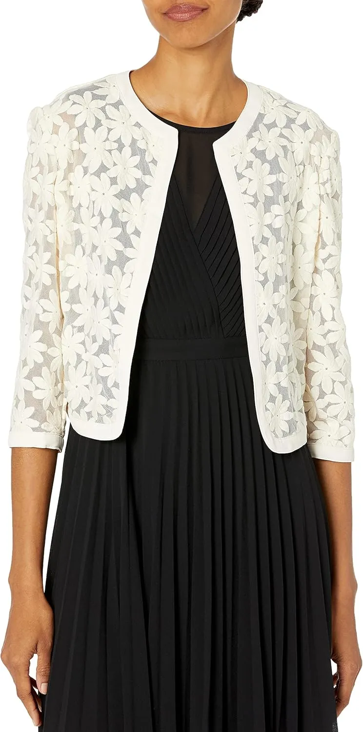 Anne Klein Women's Floral Lace Mesh Cardigan