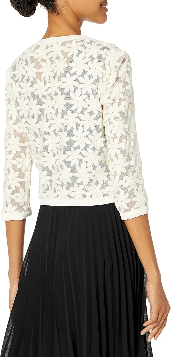 Anne Klein Women's Floral Lace Mesh Cardigan
