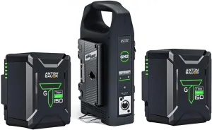 Anton Bauer 2X Titon Micro 150 14.4V 150Wh Gold Mount Li-Ion Batteries, Bundle GM2 Dual Charger