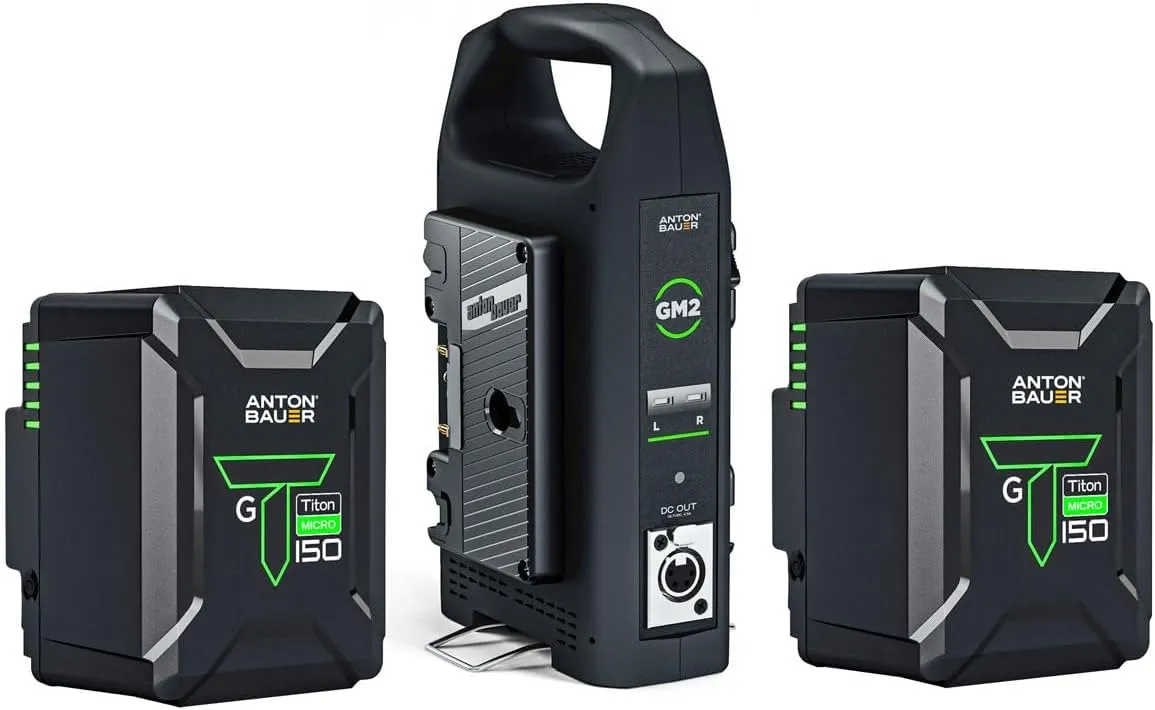 Anton Bauer 2X Titon Micro 150 14.4V 150Wh Gold Mount Li-Ion Batteries, Bundle GM2 Dual Charger